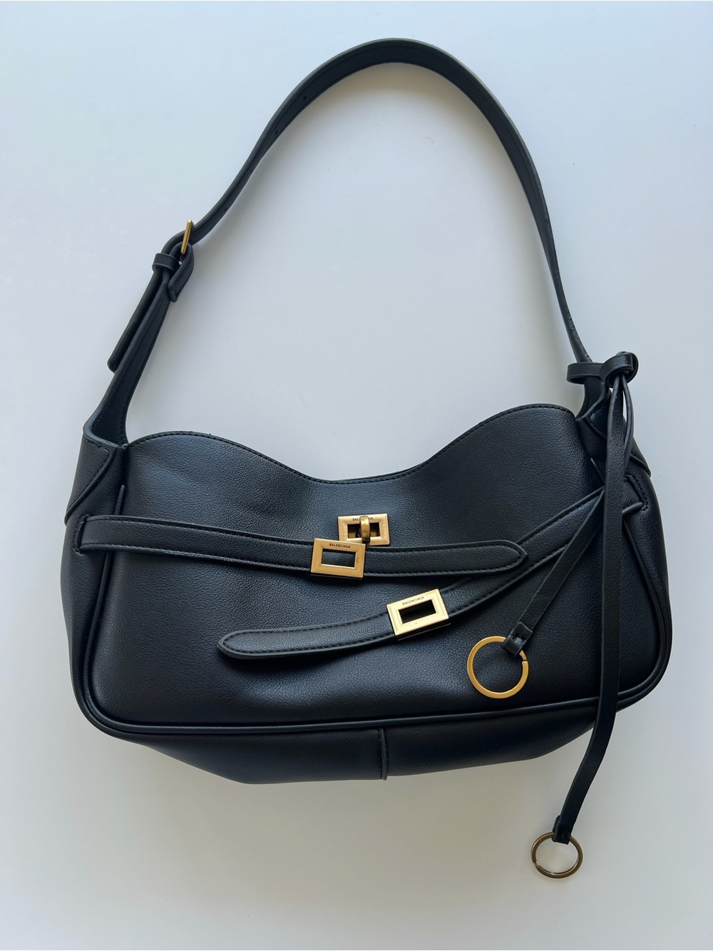 Black Leather Balenciaga Inspired bag